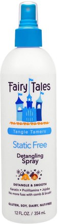 Detangling Spray, Static Free, Tangle Tamers, 12 fl oz (354 ml) by Fairy Tales-Hälsa, Hår Styling Gel