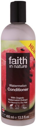 Conditioner, For Normal to Dry Hair, Watermelon, 13.5 fl oz (400 ml) by Faith in Nature-Bad, Skönhet, Hår, Hårbotten, Balsam