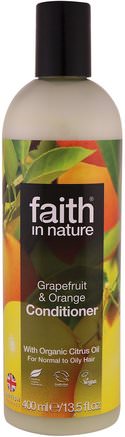 Conditioner, For Normal to Oily Hair, Grapefruit & Orange, 13.5 fl. oz (400 ml) by Faith in Nature-Bad, Skönhet, Hår, Hårbotten, Balsam