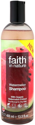 Shampoo, For Normal to Dry Hair, Watermelon, 13.5 fl oz (400 ml) by Faith in Nature-Bad, Skönhet, Hår, Hårbotten