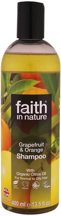 Shampoo, For Normal To Oily Hair, Grapefruit & Orange, 13.5 fl oz (400 ml) by Faith in Nature-Bad, Skönhet, Hår, Hårbotten