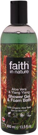 Shower Gel & Foam Bath, Aloe Vera & Ylang Ylang, 13.5 fl. oz (400 ml) by Faith in Nature-Bad, Skönhet, Duschgel