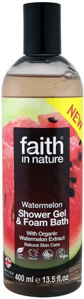 Shower Gel & Foam Bath, Watermelon, 13.5 fl oz (400 ml) by Faith in Nature-Bad, Skönhet, Duschgel