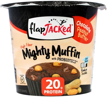 Mighty Muffin With Probiotics, Chocolate Peanut Butter, 1.94 oz (55 g) by FlapJacked-Mäktiga Muffins