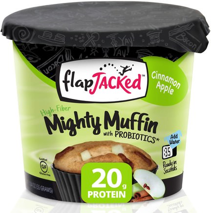 Mighty Muffin, with Probiotics, Cinnamon Apple, 1.94 oz (55 g) by FlapJacked-Mäktiga Muffins