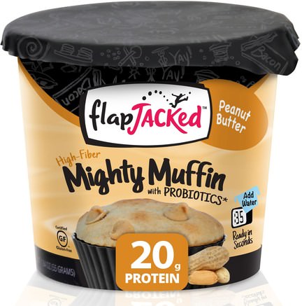 Mighty Muffin, with Probiotics, Peanut Butter, 1.94 oz (55 g) by FlapJacked-Mäktiga Muffins