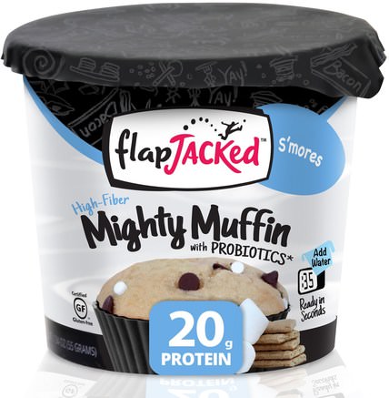Mighty Muffin, with Probiotics, Smores, 1.94 oz (55 g) by FlapJacked-Mäktiga Muffins