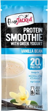 Protein Smoothie With Greek Yogurt, Vanilla Bean, 12 Packets, 1.5 oz (42 g) Each by FlapJacked-Mat, Mellanmål, Protein