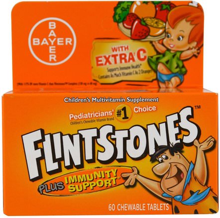 Childrens Multivitamin, Plus Immune Support, Fruit Flavors, 60 Chewable Tablets by Flintstones-Vitaminer, Multivitaminer, Barn Multivitaminer