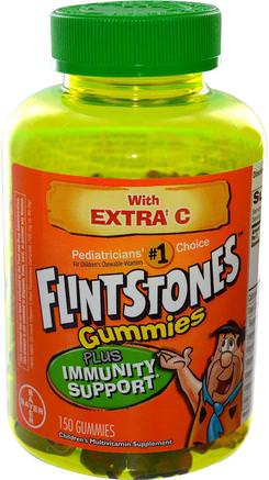Childrens Multivitamin, Plus Immune Support, 150 Gummies by Flintstones-Vitaminer, Multivitaminer, Multivitamingummier, Barnhälsa, Barngummier