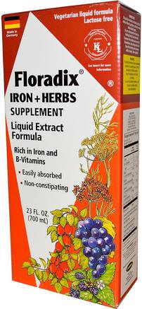 Floradix, Iron + Herbs Supplement, Liquid Extract Formula, 23 fl oz (700 ml) by Flora-Kosttillskott, Mineraler, Järn, Flytande Mineraler