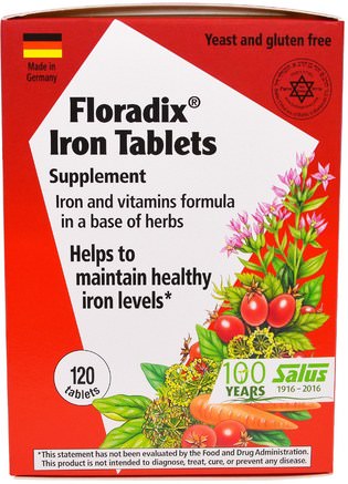 Floradix Iron Tablets Supplement, 120 Tablets by Flora-Kosttillskott, Mineraler, Järn