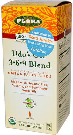 Organic Udos Choice, Udos Oil 369 Blend, 8.5 fl oz (250 ml) by Flora-Kosttillskott, Efa Omega 3 6 9 (Epa Dha), Flora Utos Oljor