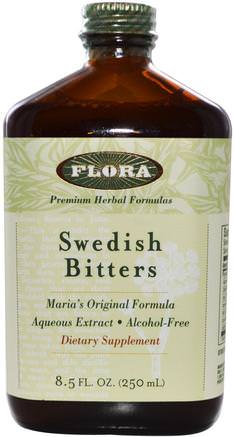 Swedish Bitters, 8.5 fl oz (250 ml) by Flora-Örter, Växtbaserade Svenska, Matsmältning, Mage, Matsmältningsbiter