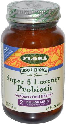 Udos Choice, Super 5 Lozenge Probiotic, 60 Lozenges by Flora-Kosttillskott, Probiotika