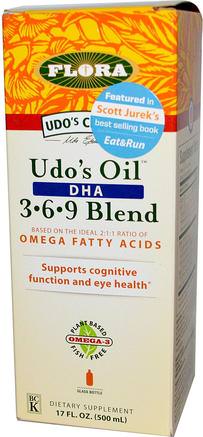 Udos Choice, Udos Oil DHA 369 Blend, 17 fl oz (500 ml) by Flora-Kosttillskott, Efa Omega 3 6 9 (Epa Dha), Iskylda Produkter