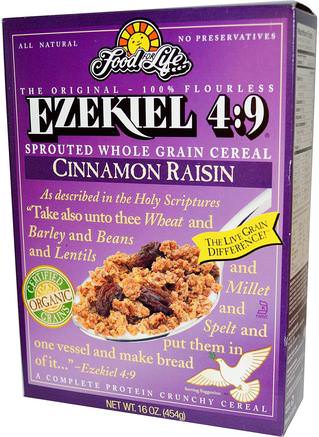 Ezekiel 4:9, Sprouted Whole Grain Cereal, Cinnamon Raisin, 16 oz (454 g) by Food For Life-Mat, Mat, Spannmål, Helkornspannmål