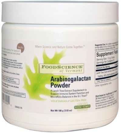 Arabinogalactan Powder, 3.53 oz (100 g) by FoodScience-Hälsa, Kall Influensa Och Virus, Immunförsvar