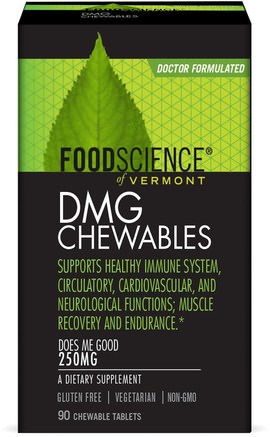 DMG Chewables, 250 mg, 90 Chewable Tablets by FoodScience-Kosttillskott, Dmg (N-Dimetylglycin)