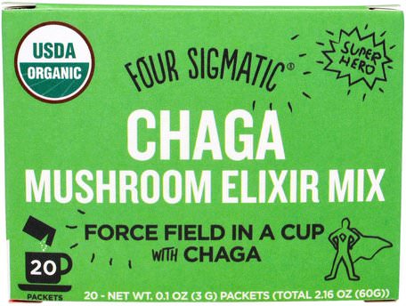 Chaga Mushroom Elixir Mix, 20 Packets, 0.1 oz (3 g) Each by Four Sigmatic-Kosttillskott, Superfoods, Medicinska Svampar, Chaga Svampar