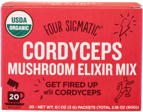 Cordyceps Mushroom Elixir Mix, 20 Packets, 0.1 oz (3 g) Each by Four Sigmatic-Kosttillskott, Adaptogen, Superfoods
