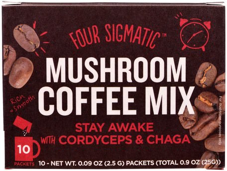 Mushroom Coffee With Cordyceps, 10 Packets, 0.09 oz (2.5 g) Each by Four Sigmatic-Kosttillskott, Adaptogen, Medicinska Svampar, Cordyceps-Svampar