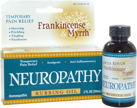 Frankincense & Myrrh, Neuropathy, Rubbing Oil, 2 fl oz (59 ml) by Frankincense & Myrrh-Kosttillskott, Homeopati Smärtlindring