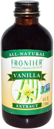 All-Natural Vanilla Extract, 4 fl oz (118 ml) by Frontier Natural Products-Mat, Sötningsmedel, Vanilj-Extraktbönor