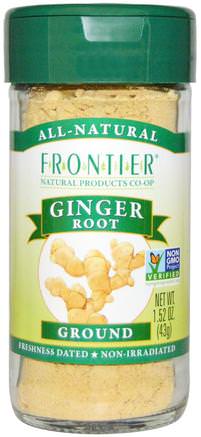 Ginger Root, Ground, 1.52 oz (43 g) by Frontier Natural Products-Örter, Ingefära Rot, Ingefära Krydda, Mat, Kryddor Och Kryddor