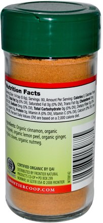 Organic Apple Pie Spice, Salt-Free Blend, 1.69 oz (48 g) by Frontier Natural Products-Mat, Bakverk, Kryddor Och Kryddor