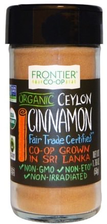Organic Ceylon Cinnamon, 1.76 oz (50 g) by Frontier Natural Products-Mat, Kryddor Och Kryddor, Kanelspice