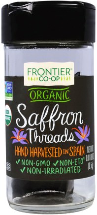 Organic Saffron Threads, 0.018 oz (0.5 g) by Frontier Natural Products-Mat, Kryddor Och Kryddor, Saffran Krydda