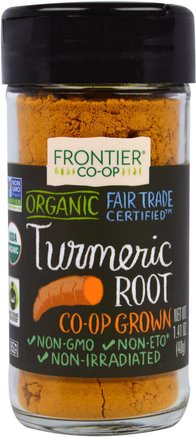 Organic Turmeric Root, 1.41 oz (40 g) by Frontier Natural Products-Mat, Kryddor Och Kryddor, Gurkmeja Krydda, Kosttillskott, Antioxidanter, Curcumin