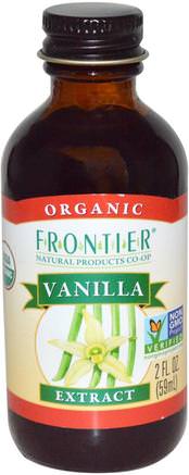 Organic Vanilla Extract, 2 fl oz (59 ml) by Frontier Natural Products-Kosttillskott, Vanilj Extrakt Bönor