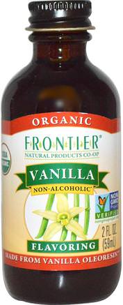 Organic Vanilla Flavoring, Non-Alcoholic, 2 fl oz (59 ml) by Frontier Natural Products-Mat, Sötningsmedel, Vanilj-Extraktbönor