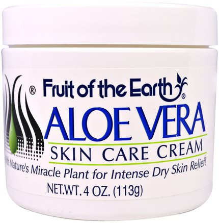 Aloe Vera Skin Care Cream, 4 oz (113 g) by Fruit of the Earth-Bad, Skönhet, Aloe Vera Lotion Kräm Gel