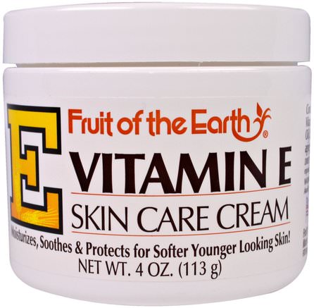 Vitamin E, Skin Care Cream, 4 oz (113 g) by Fruit of the Earth-Hälsa, Hud, Vitamin E Oljekräm