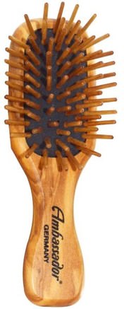 Ambassador Hairbrushes, Olivewood Mini/Wood Pins, 1 Hair Brush by Fuchs Brushes-Bad, Skönhet, Hårborstar, Hår, Hårbotten