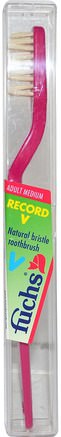 Record V, Natural Bristle Toothbrush, Adult Medium, 1 Toothbrush by Fuchs Brushes-Bad, Skönhet, Oral Tandvård, Tandborstar