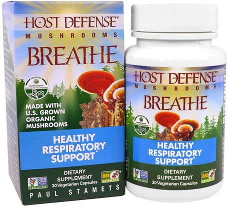 Host, Defense, Breath, Healthy Respiratory Health, 30 Veggie Capsules by Fungi Perfecti-Kosttillskott, Medicinska Svampar, Hälsa