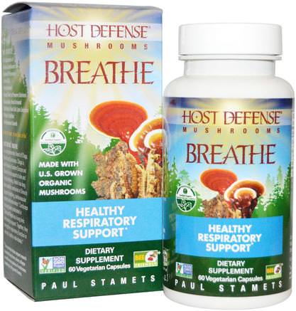 Host Defense, Breathe, 60 Veggie Caps by Fungi Perfecti-Kosttillskott, Medicinska Svampar, Blandade Kombinationer Av Svamp, Hälsa, Lung Och Bronkial