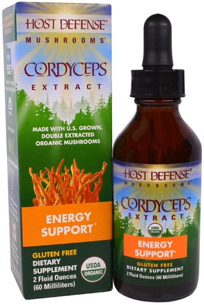 Host Defense Mushrooms, Organic Cordyceps Extract, Energy Support, 2 fl oz (60 ml) by Fungi Perfecti-Kosttillskott, Adaptogen, Hälsa