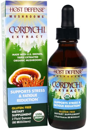 Host Defense Mushrooms, Organic Cordychi Extract, Supports Stress & Fatigue Reduction, 2 fl oz (60 ml) by Fungi Perfecti-Kosttillskott, Medicinska Svampar, Anti Stress Stämning Stöd