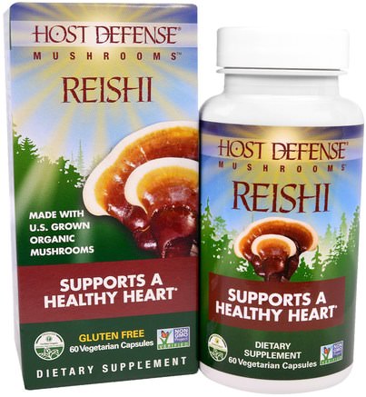 Host Defense Mushrooms, Reishi, Supports a Healthy Heart, 60 Veggie Caps by Fungi Perfecti-Kosttillskott, Adaptogen, Medicinska Svampar