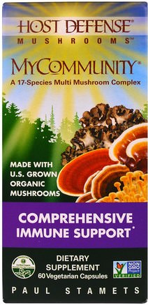 Host Defense, MyCommunity, 60 Veggie Caps by Fungi Perfecti-Kosttillskott, Medicinska Svampar, Svampkapslar, Svampblandade Kombinationer