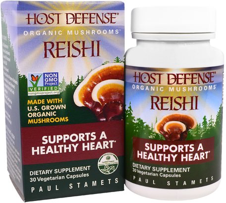 Host Defense, Reishi, Supports a Healthy Heart, 30 Veggie Caps by Fungi Perfecti-Kosttillskott, Adaptogen, Medicinska Svampar