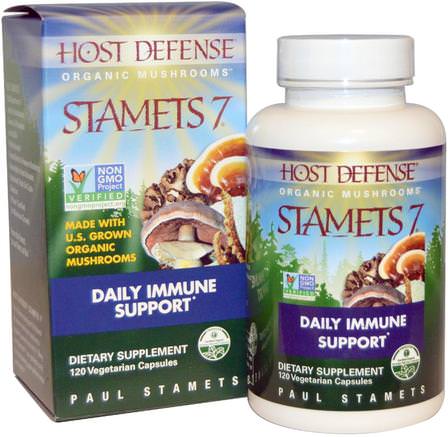 Host Defense, Stamets 7, Daily Immune Support, 120 Veggie Caps by Fungi Perfecti-Kosttillskott, Medicinska Svampar, Svampblandade Kombinationer, Hälsa, Kall Influensa Och Virus, Immunsystem