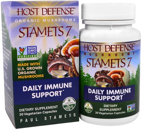 Host Defense, Stamets 7, Daily Immune Support, 30 Veggies Caps by Fungi Perfecti-Hälsa, Immunförsvar