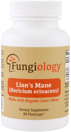 Full-Spectrum Hericium Erinaceus (Lion's Mane), Certified Organic Cellular Support, 90 Veggie Plantcaps by Fungiology-Kosttillskott, Medicinska Svampar, Svampkapslar, Lejonmanskampor