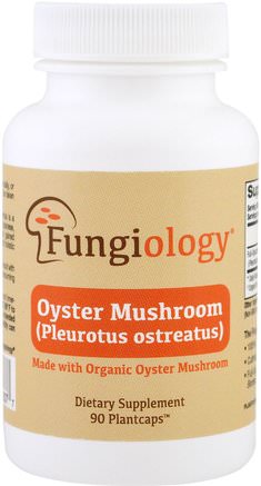 Full-Spectrum Pleurotus Ostreatus (Oyster Mushroom), Certified Organic Cellular Support, 90 Veggie Plantcaps by Fungiology-Kosttillskott, Medicinska Svampar, Svampkapslar, Ostron Svamp
